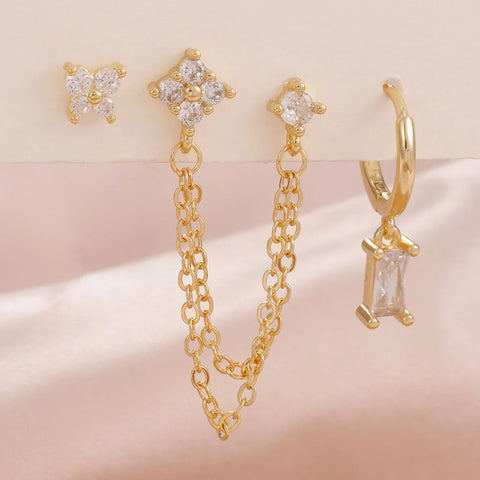 3PCS Exquisite Stainless Steel 12Earrings