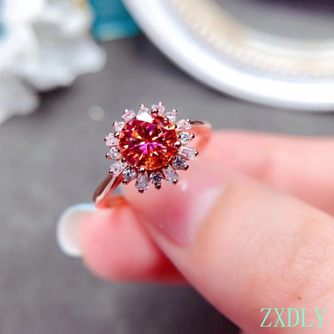 Newest Watermelon Red Moissanite Ring