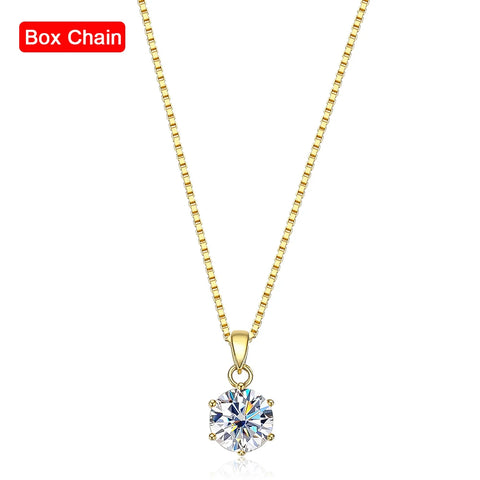 Serenity 1ct D Color Moissanite Pendant Necklace for Women Wedding 100% S925 Solid Silver Necklace Chain Plated 18K Anniversary
