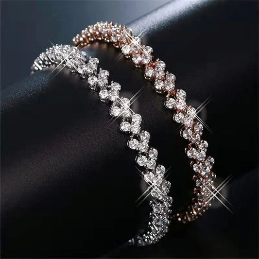 Luxury Roman Crystal Geometric Chain Bracelets