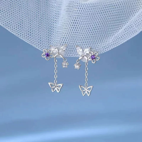 Korean New Light Luxury Zircon Moon Star Asymmetric Stud Earrings