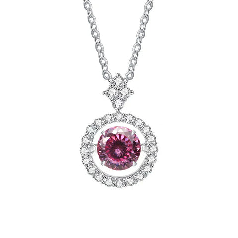 JoyceJelly 1CT Moissanite Diamond Necklace S925 Sterling Silver Beating Heart Pendant Clavicle Chain VVS D Color 3EX Cut Round