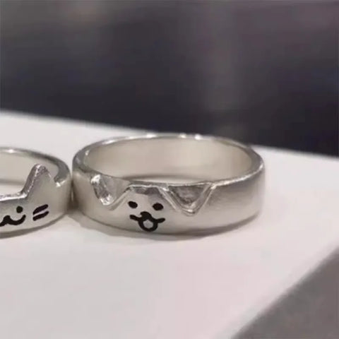 2pcs Cute Cat Dog Animal Couple Ring