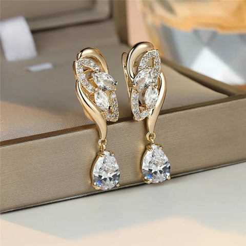 Cute Female Green Zircon Stone Earrings