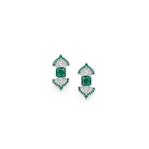 Designer Collection Style Necklace Earrings Women Lady Inlay Cubic Zircon Synthetic Emerald Pendant Dinner Party Jewelry Sets