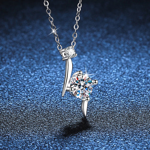 MILIYALIER 1 Ct VVS1 Moissanite Pendant Necklace For Women High Quality 925 Sterling Silver Wedding Party Bridal Fine Jewelry
