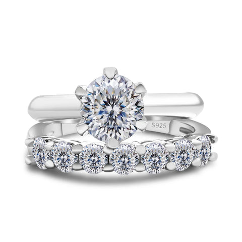 Total 1.7 carat moissantie ring set