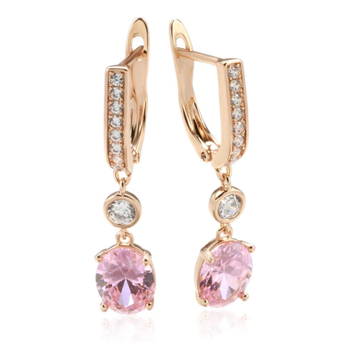 SYOUJYO Natural Pink Zircon Dangle Earrings