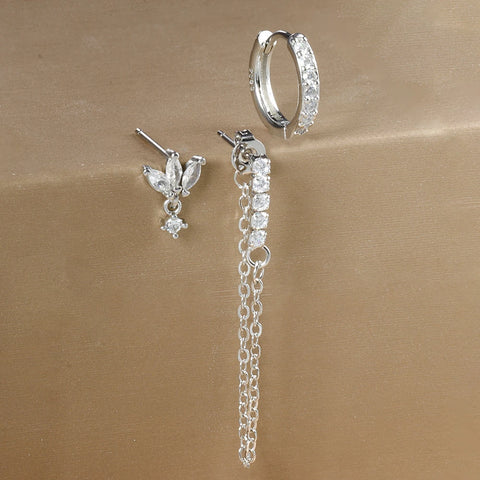 3PCS Luxury Star Pendant Piercing Earrings