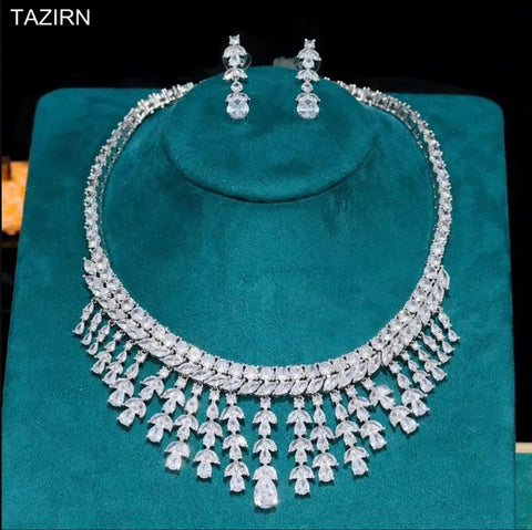 TAZIRN Africa Dubai Nigeria 5A Cubic Zirconia 2/4PCS Jewelry Set For Women Wedding Party Luxury Crystal Jewelry Accessories Gift