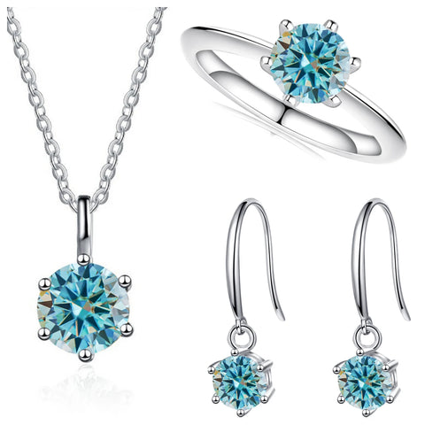 Total 2.5ct Solitaire 925 Sterling Silver moissanite Jewelry set for charm lady  for Women Fine Jewelry dating party gift
