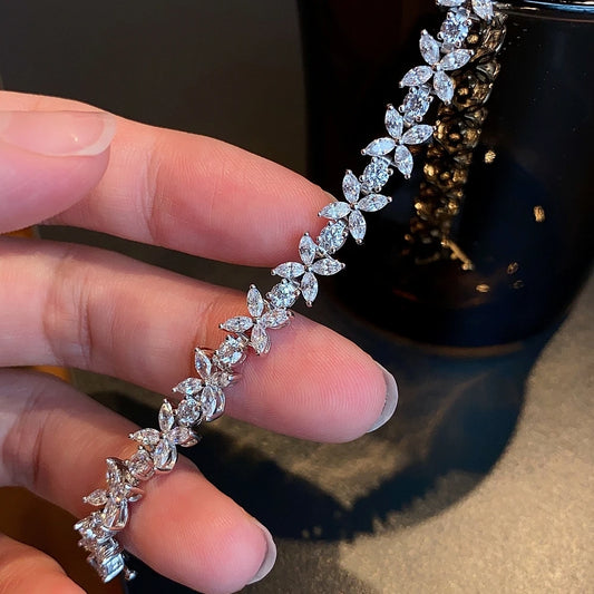 Leaf Flower Pear Zircon Bracelet