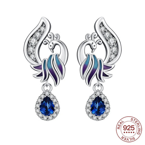 925 Sterling Silver Elegant Sparkling Lucky Clover Hoops Earring