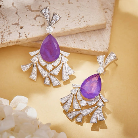 AY Luxury Temperament AAA Zircon Dreamy Mysterious Purple Necklace Earrings For Women Wedding Party Evening Dress Jewelry Set