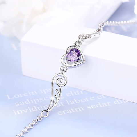 New Love-heart Purple Rhinestone Bracelet