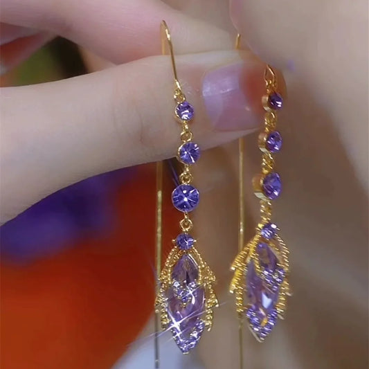 Elegant Long Tassel Maple Leaf Earrings