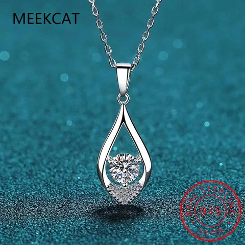925 Sterling Silver Moissanite 1 Carat Water Drop Necklace
