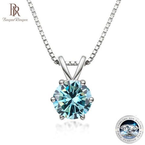 Bague Ringen 100% 925 Sterling Silver 1ct Moissanite Necklace