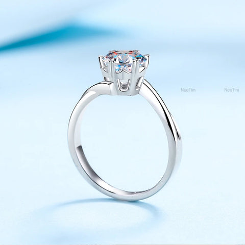 NeeTim 0.5ct-2ct Moissanite Ring Lab Diamond Ring
