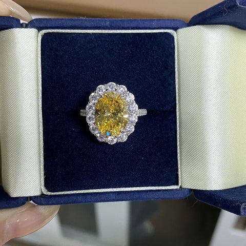 Luxury white gold solid platinum PT950 women's diamond ring