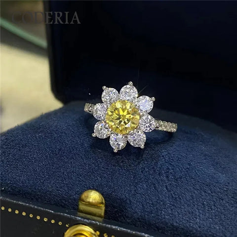 Lemon Yellow Color Moissanite 2.0CT Rings