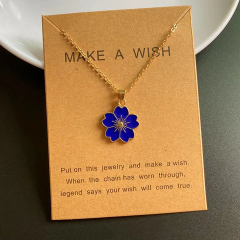 Flower Necklace for Girl Summer Fashion Cute Lovely Choker Necklace Golden Color Link Chain Statement Jewelry Wholesale