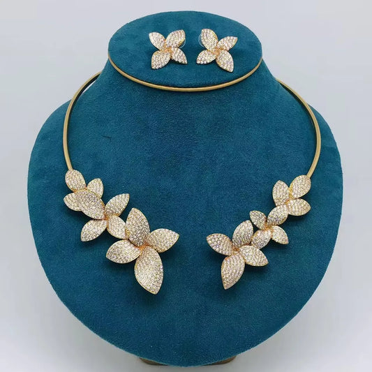 ACCKINGTrendy Fashion2PCS Luxury Waterdrop Indian Jewelry Sets For Women Wedding Party Indian Dubai Bridal jewelry Set