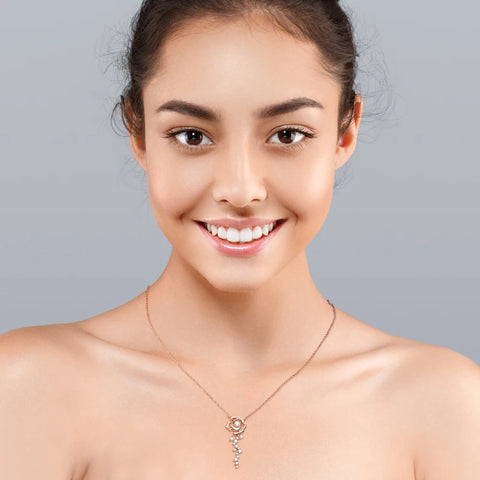 OXTAO Rose Moissanite Jewelry Set 925 Sterling Silver