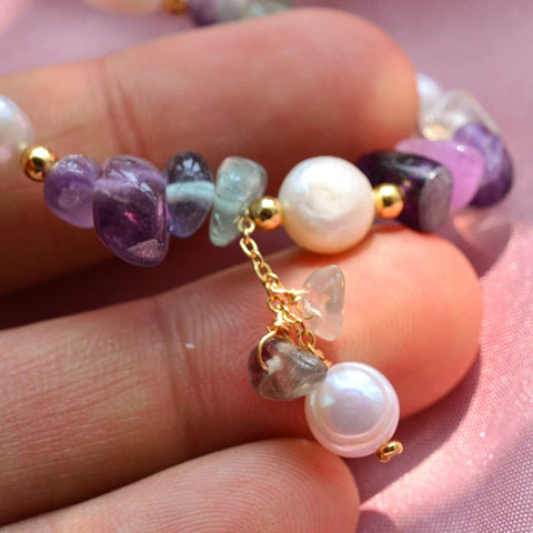 Freshwater Pearl & Purple Crystal