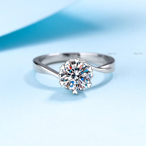 NeeTim 0.5ct-2ct Moissanite Ring Lab Diamond Ring