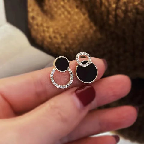 Korean Style Black Zircon Stud Earring