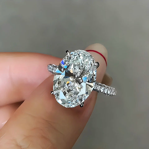 BXINY 8CT Oval Cut All Moissanite Ring