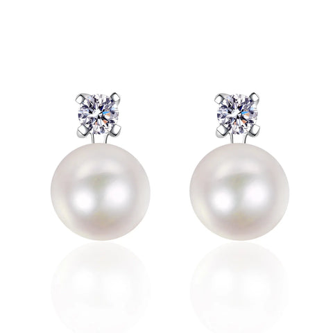 D Color Moissanite Pearl Jewelry Sets for Women 4mm Moissanite Diamond Pendant Necklace Earrings Luxury Wedding Anniversary Gift