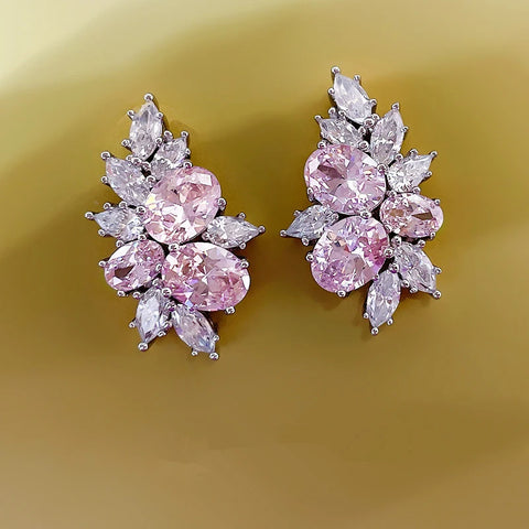 Huitan Sweet Pink Cubic Zirconia Stud Earrings
