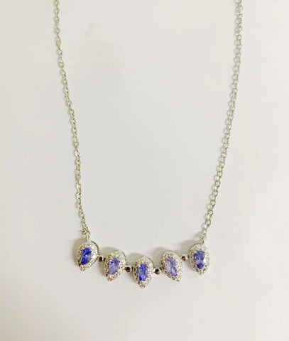 ZECAA Tanzanite 925 Jewelry Pendant For Woman With Tanzanite Gemstone 3*5mm Pendant S925 Silver Tanzanite Pendant