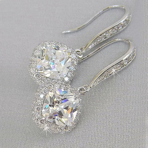 Exquisite Fashion Silver Color Inlaid White Zircon Dangle Earring