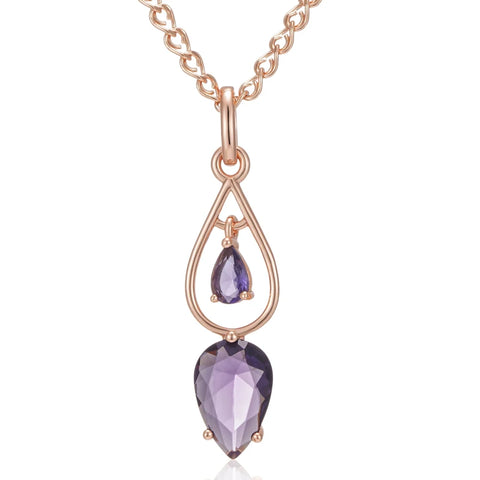 Kinel Hot Purple Natural Zircon Long Pendant