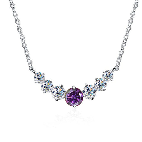 JoyceJelly 5 Moissanite stones Necklace For Women Wedding Jewely with GRA Certified 925 Sterling Sliver Plated 18k White Gold