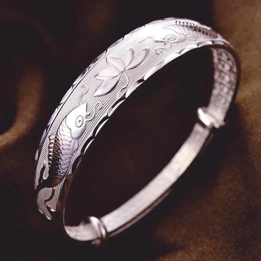 Luxury 925 Sterling Silver Pisces play lotus bracelets