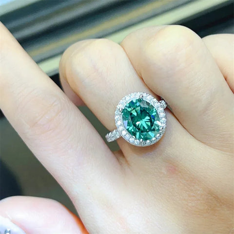 FEOBUR 3/5ct Oval Moissanite Halo Ring