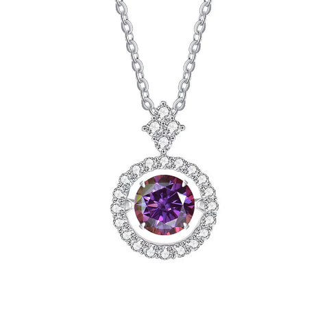 JoyceJelly 1CT Moissanite Diamond Necklace S925 Sterling Silver Beating Heart Pendant Clavicle Chain VVS D Color 3EX Cut Round