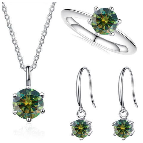 Total 2.5ct Solitaire 925 Sterling Silver moissanite Jewelry set for charm lady  for Women Fine Jewelry dating party gift