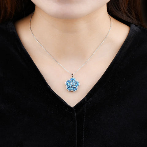 Natural Deep Blue Topaz Sterling S925 Silver Pendant 8.2 Carats Genuine Gemstone Topaz Women Romantic Classic Fine Jewelry Gifts
