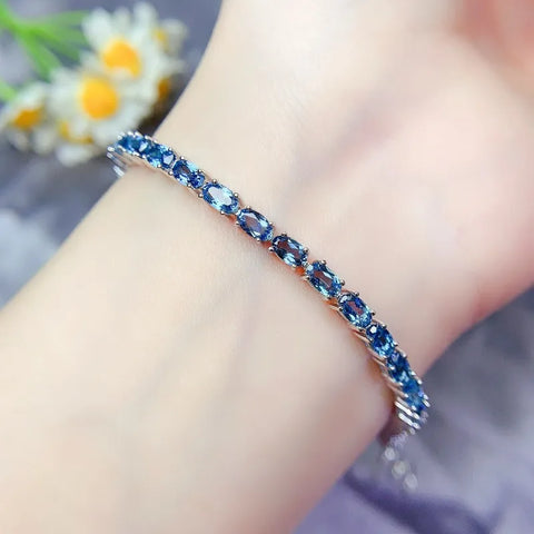 Blue Topaz Silver 925 Tennise Bracelet