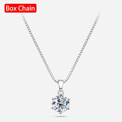 Serenity 1ct D Color Moissanite Pendant Necklace for Women Wedding 100% S925 Solid Silver Necklace Chain Plated 18K Anniversary