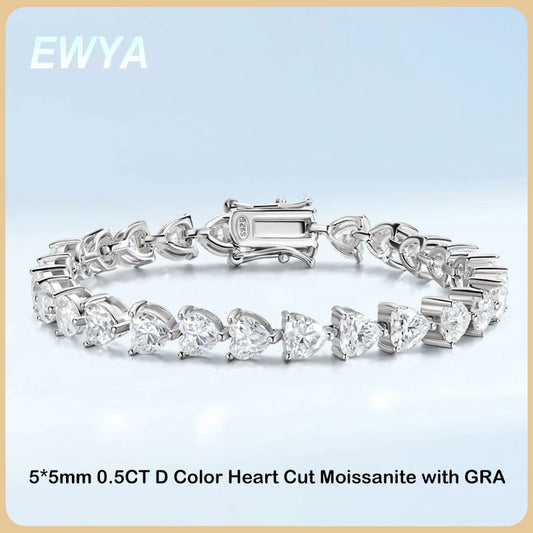 Heart Cut Moissanite Tennis Bracelet