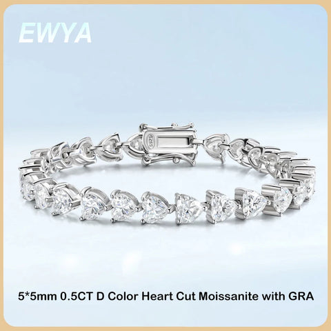 Heart Cut Moissanite Tennis Bracelet
