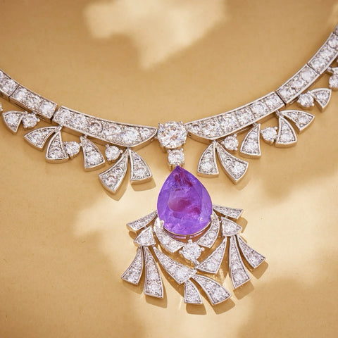 AY Luxury Temperament AAA Zircon Dreamy Mysterious Purple Necklace Earrings For Women Wedding Party Evening Dress Jewelry Set