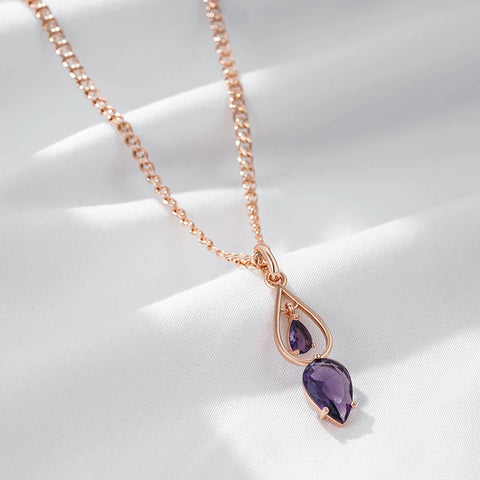 Kinel Hot Purple Natural Zircon Long Pendant