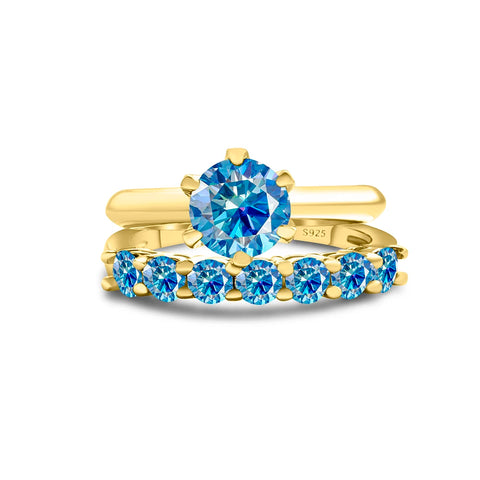 Total 1.7 carat moissantie ring set